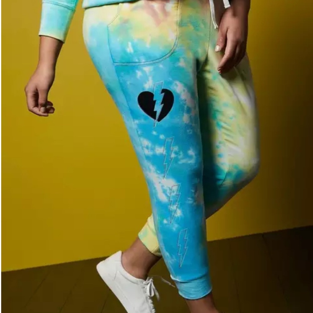 Torrid LoveSick Heart Breaker Fleece Multi Tie-Dye Joggers